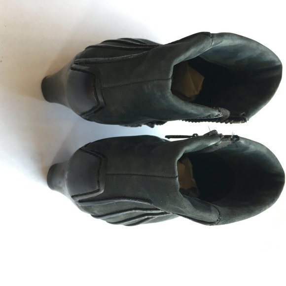 Timberland Grey suede ankle boots heeled‎ Womens Size 8M Square Toe Side Zipper - Picture 5 of 8